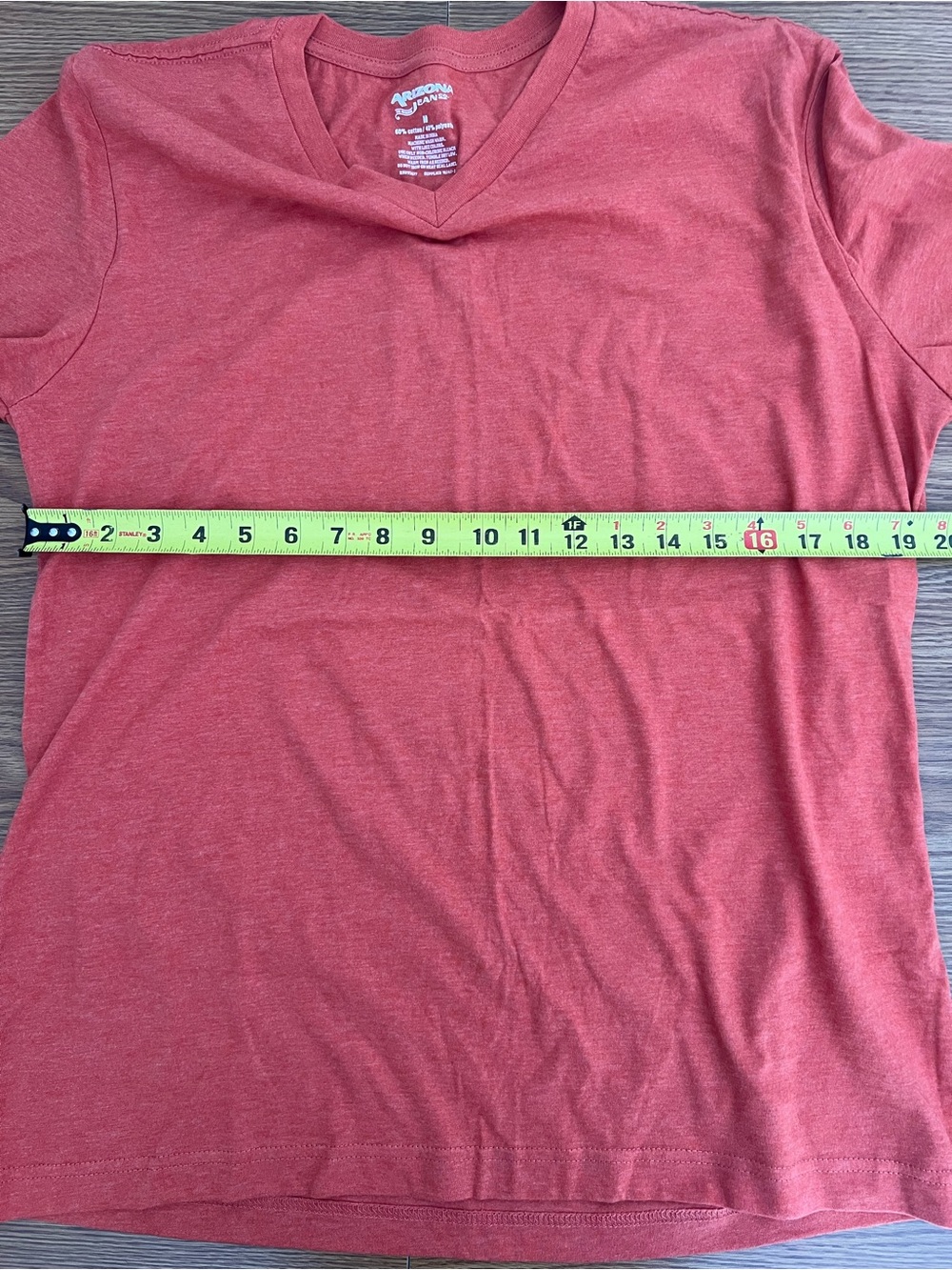 Men's V-Neck Short Sleeve Jersey Tee Shirt - Orange Size Medium - Picture 4 of 5